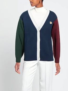 Vans Colorblock V-Neck Cardigan - Navy, Forest Green & Burgundys Sz Small